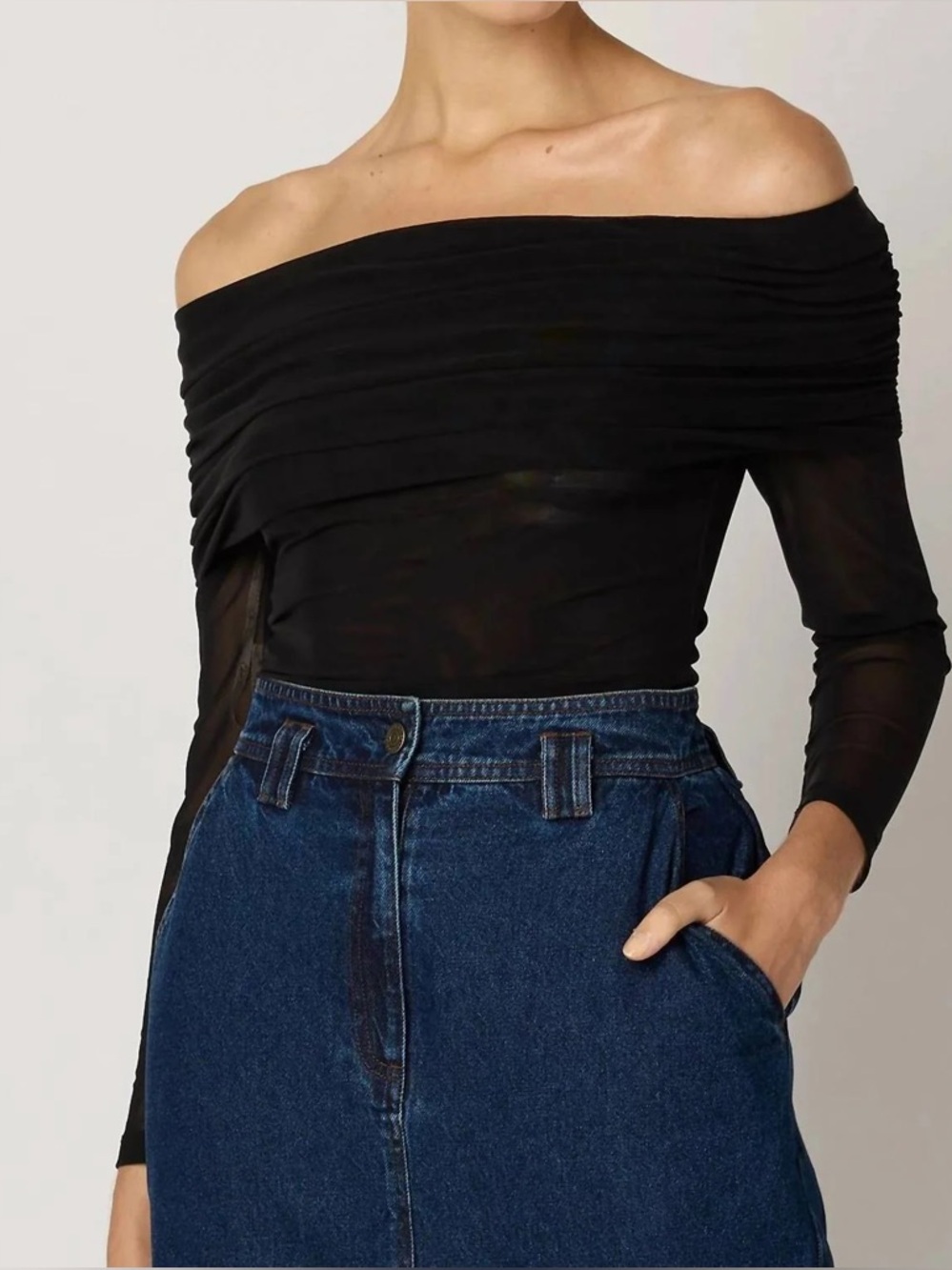 NWT | Cleobella Black Off-the-Shoulder Penelope Long Sleeve Top (Size Large)